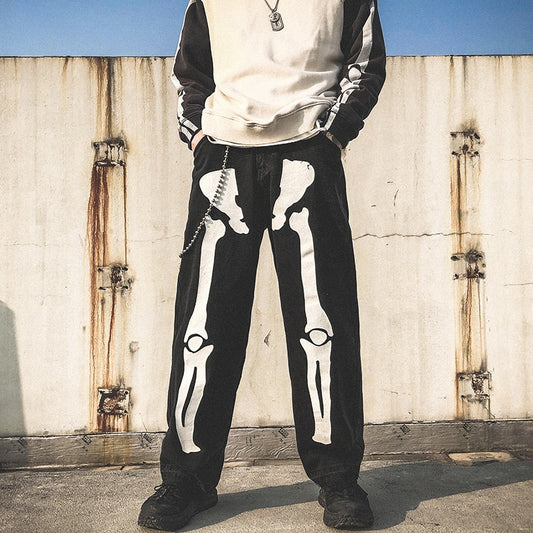 Skeleton Oversized Black Jeans