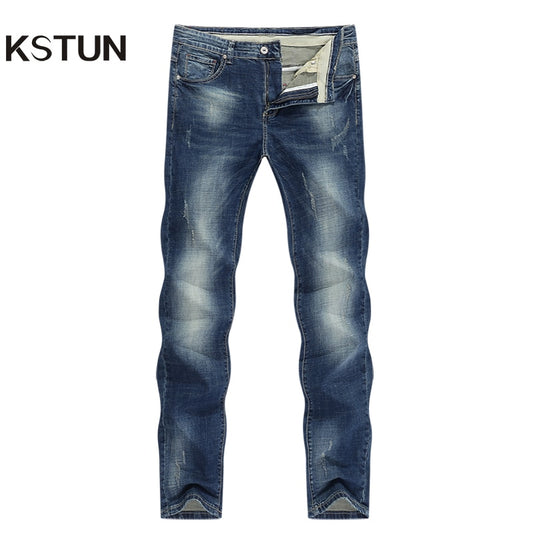 Dark Blue Jeans Men Stretch Slim Straight Regular Fit Spring Casual Pants Denim Trousers Men&#39;s Clothing Man Jeans Fashion Brand