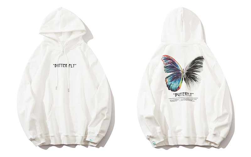 GONTHWID Butterfly Print Hoodies Sweatshirts Streetwear Hip Hop Harajuku Casual Hooded Sweat Shirts Mens Fashion Pullover Tops