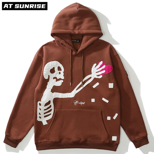 Men Women Hip Hop Hoodie Sweatshirt Men Streetwear Cartoons Skeleton Graphic Pullover Harajuku Cotton Hooded Hoodie Sweatshirt