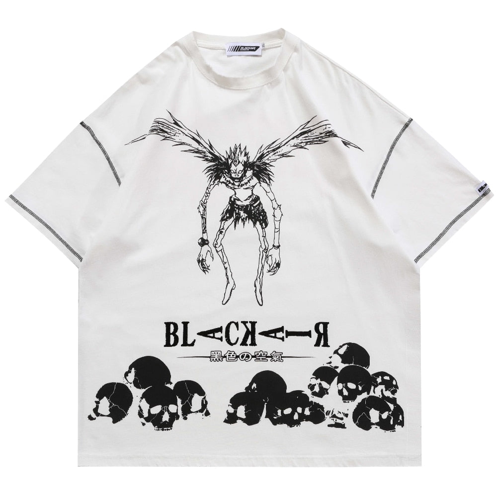 Hip Hop Streetwear Harajuku T Shirt Japanese Death manga Note Print Tshirt Men Summer Short Sleeve T-Shirt Cotton Loose Tops Tee