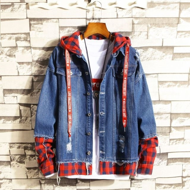 Men Denim Jacket Streetwear Hip Hop Men&#39;s Hooded Jean Jackets Male Casual Loose Outerwear 2022 New Spring Fashion Slim Fit Coat