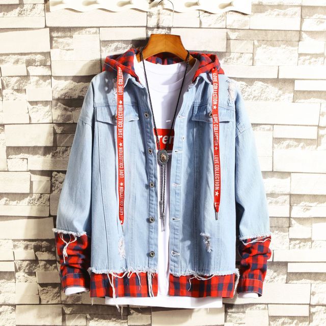 Men Denim Jacket Streetwear Hip Hop Men&#39;s Hooded Jean Jackets Male Casual Loose Outerwear 2022 New Spring Fashion Slim Fit Coat