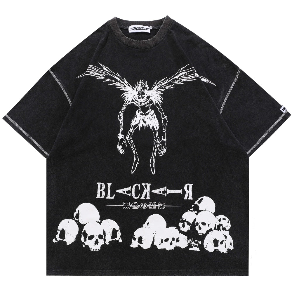 Hip Hop Streetwear Harajuku T Shirt Japanese Death manga Note Print Tshirt Men Summer Short Sleeve T-Shirt Cotton Loose Tops Tee