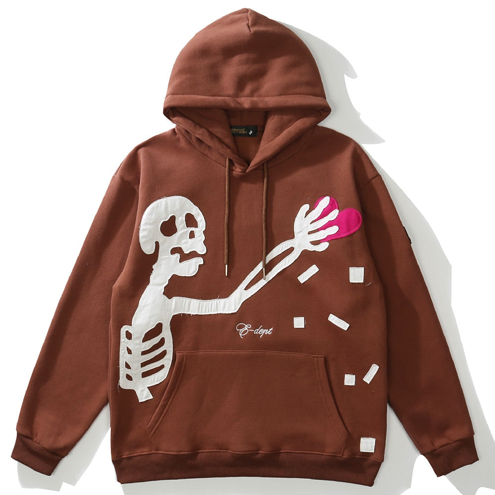 Men Women Hip Hop Hoodie Sweatshirt Men Streetwear Cartoons Skeleton Graphic Pullover Harajuku Cotton Hooded Hoodie Sweatshirt