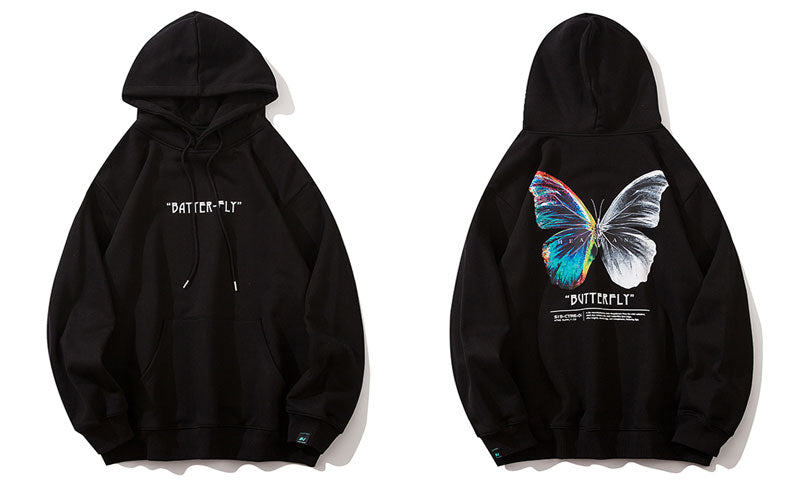 GONTHWID Butterfly Print Hoodies Sweatshirts Streetwear Hip Hop Harajuku Casual Hooded Sweat Shirts Mens Fashion Pullover Tops