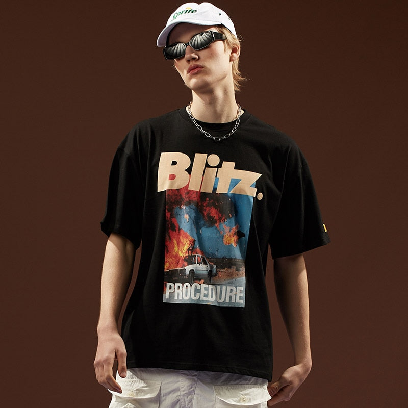 Hip Hop Streetwear T-Shirt Accident Printed