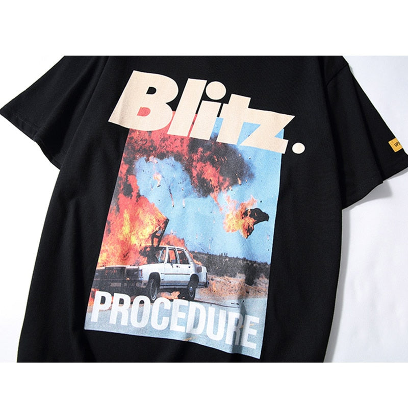 Hip Hop Streetwear T-Shirt Accident Printed