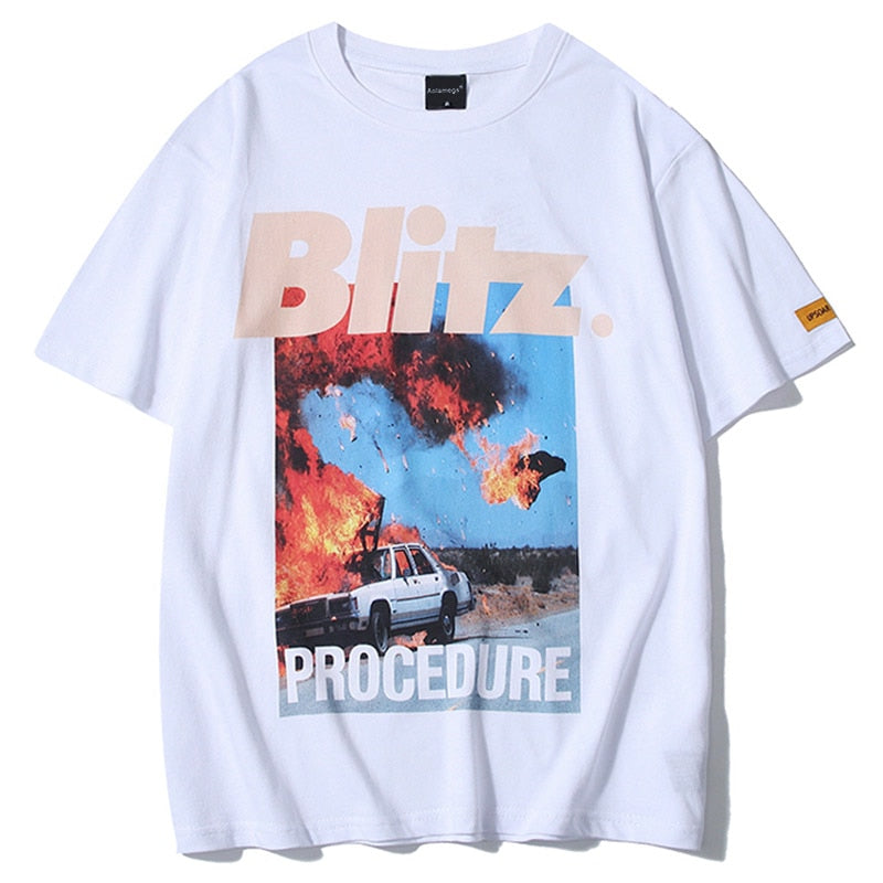 Hip Hop Streetwear T-Shirt Accident Printed