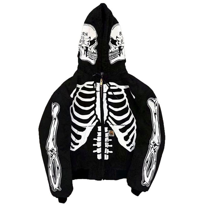 EOENKKY Men&#39;s Fashion Hi Street Cardigan Hoodies Skull Painted Streetwear Sweatshirts Hip Hop Graffiti Hoody Tops Size S-4XL