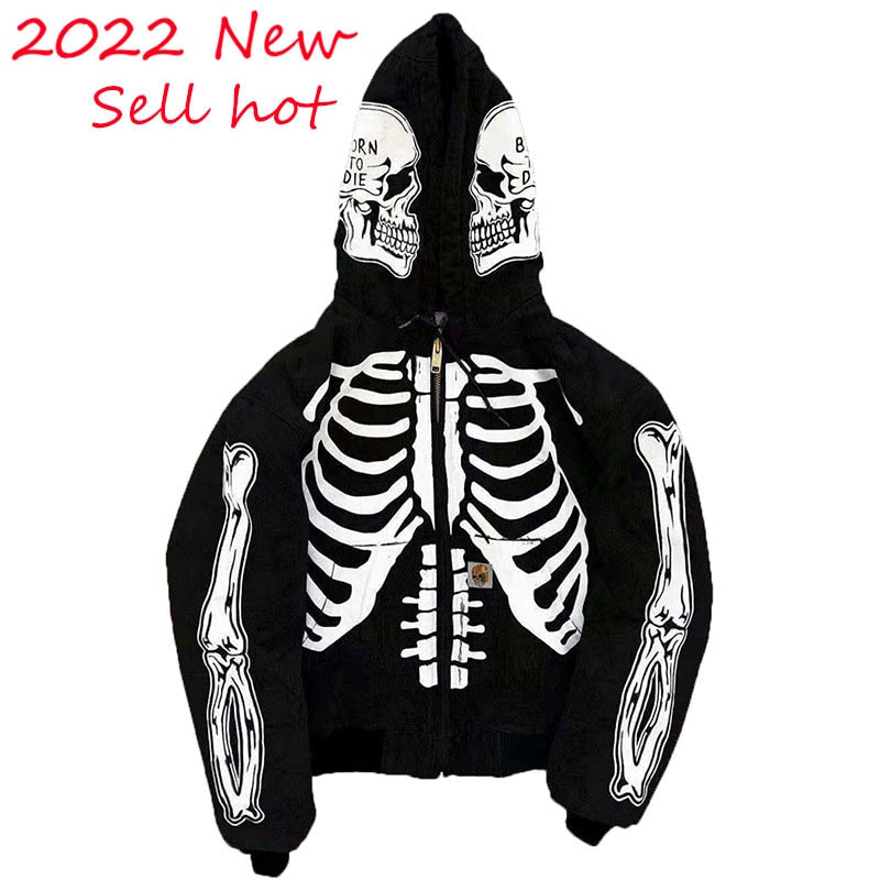 EOENKKY Men&#39;s Fashion Hi Street Cardigan Hoodies Skull Painted Streetwear Sweatshirts Hip Hop Graffiti Hoody Tops Size S-4XL