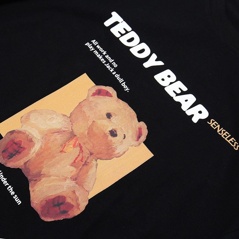 Hip Hop Streetwear T-shirt Funny Bear Print