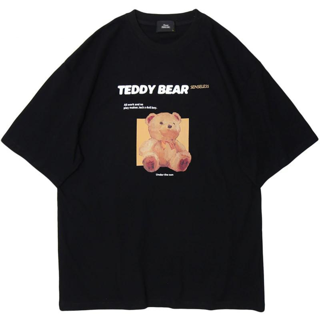 Hip Hop Streetwear T-shirt Funny Bear Print