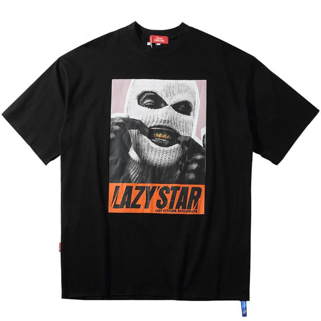 Oversize Hip Hop T-Shirt Masked Man Print